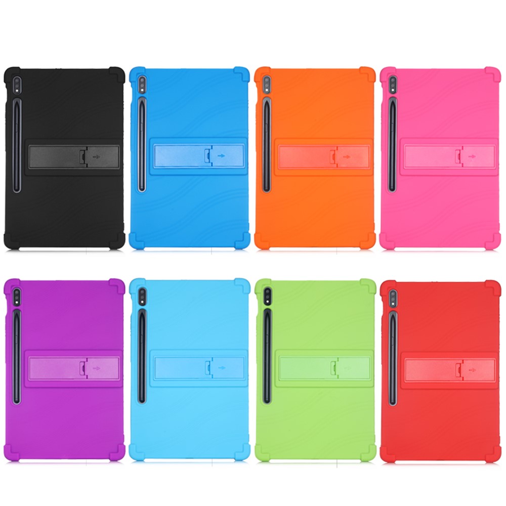 Slide-Out Kickstand Design Silicone Tablet Cover Case for Samsung Galaxy Tab S7 - Black-13