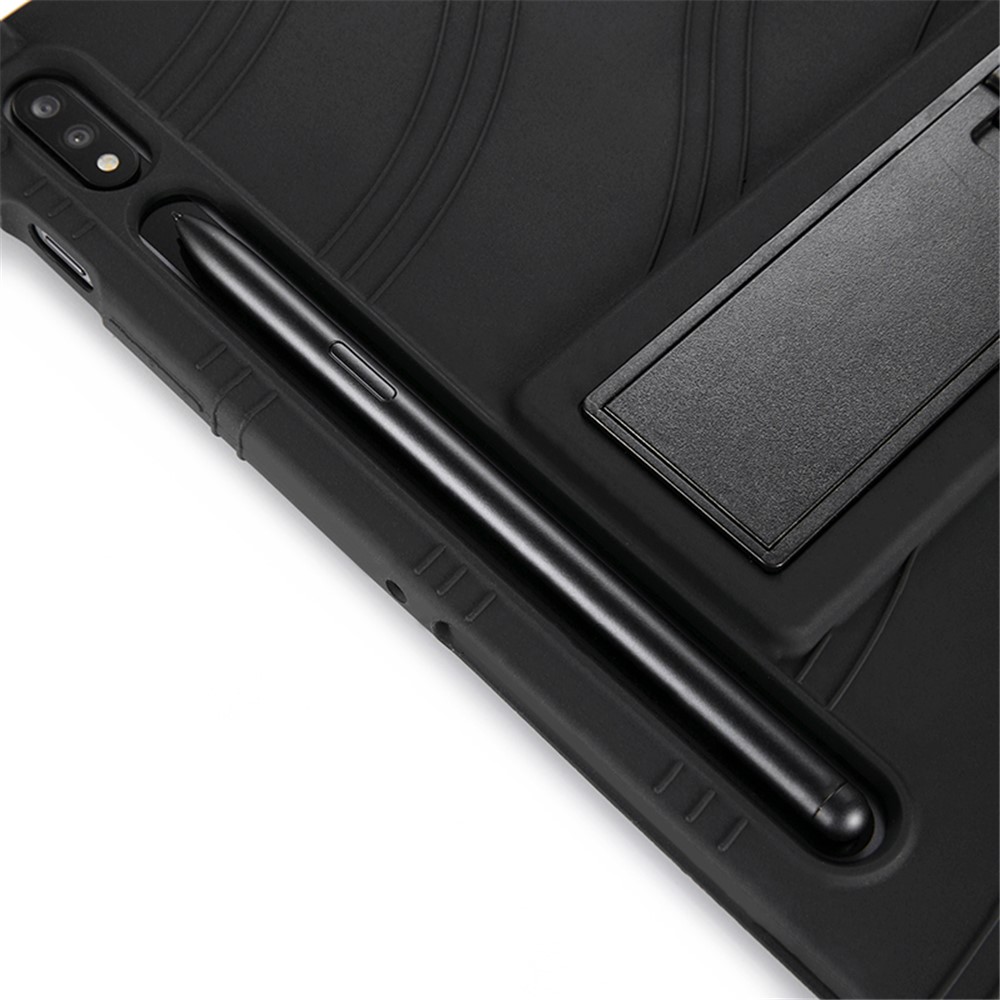Slide-Out Kickstand Design Silicone Tablet Cover Case for Samsung Galaxy Tab S7 - Black-9