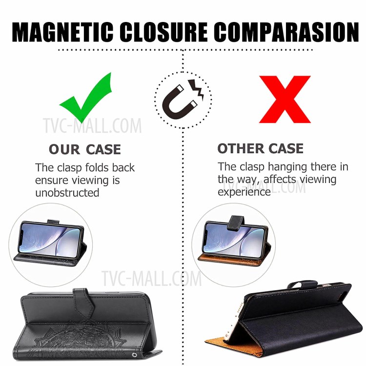 Mandala Flower Embossment PU Leather Full Protection Case with Wallet Stand Design for Samsung Galaxy F62/M62 - Black-8