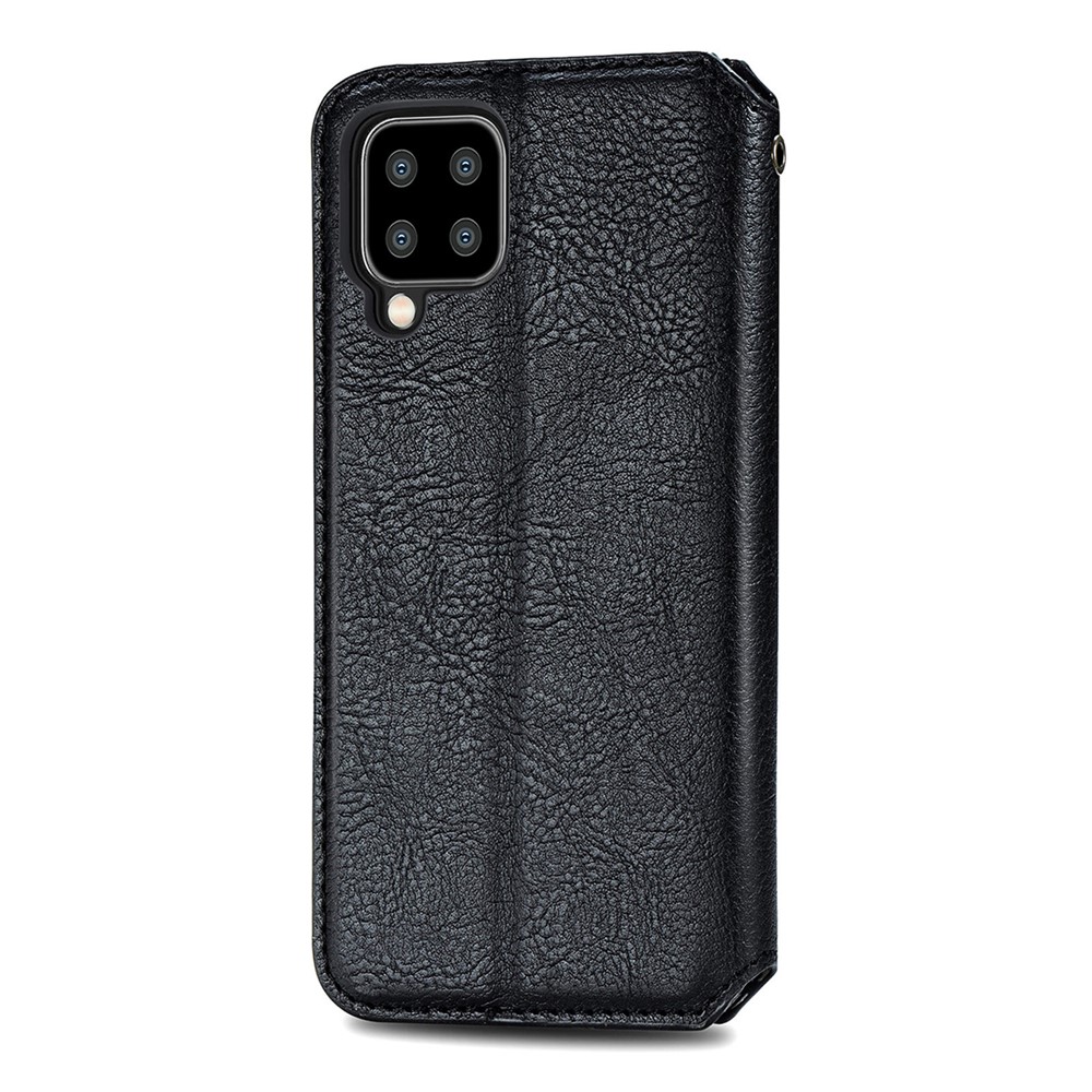 Auto-Absorbed Rhombus Imprinting Leather Phone Cover Case for Samsung Galaxy A22 4G (EU Version) - Black-10