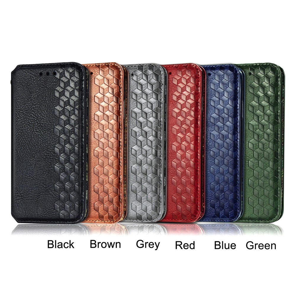 Auto-Absorbed Rhombus Imprinting Leather Phone Cover Case for Samsung Galaxy A22 4G (EU Version) - Black-14