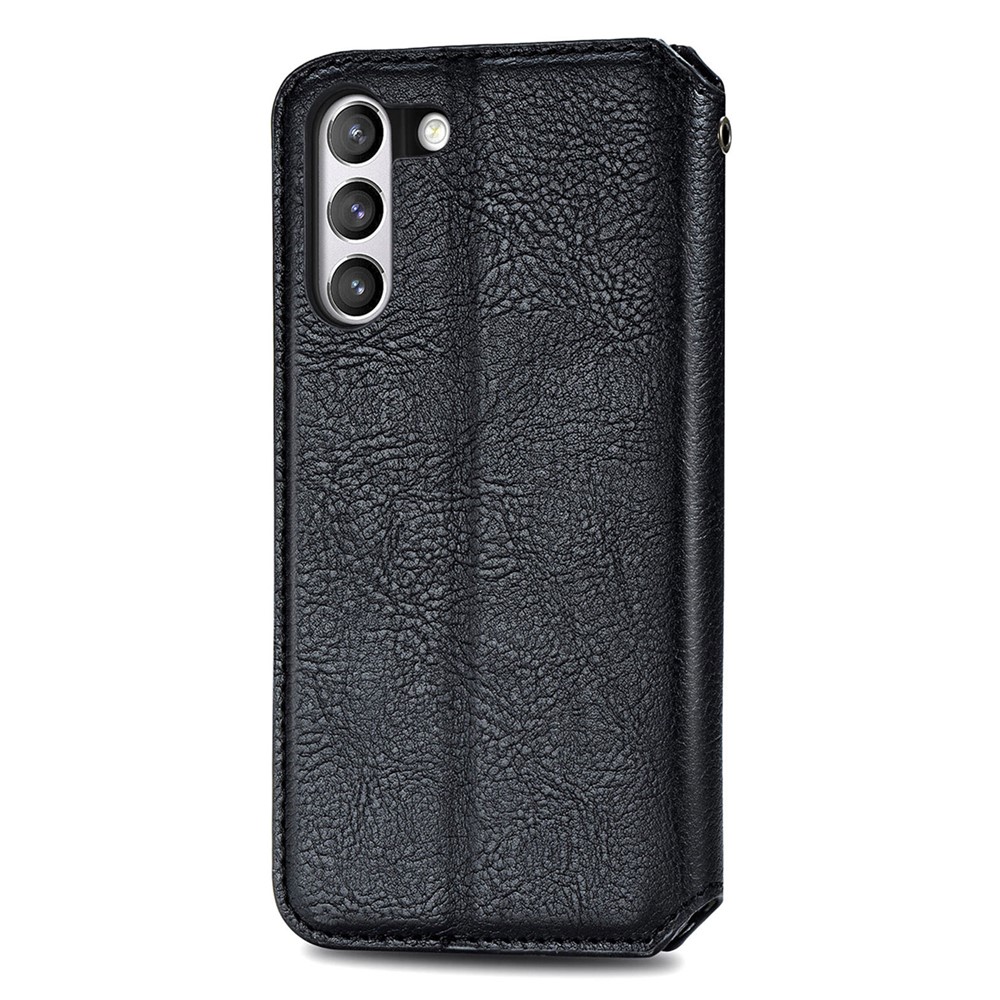Fashionable Auto-absorbed Rhombus Texture PU Leather Wallet Phone Cover for Samsung Galaxy S21 FE - Black-11