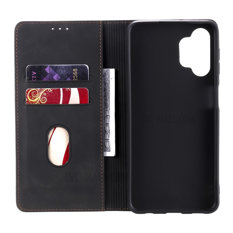 Tri-colored Ornament Decor Wallet Design Phone Cover Case for Samsung Galaxy A32 5G - Black-4