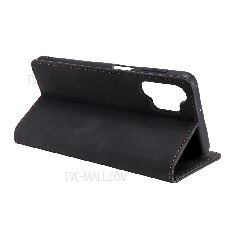 Tri-colored Ornament Decor Wallet Design Phone Cover Case for Samsung Galaxy A32 5G - Black-5