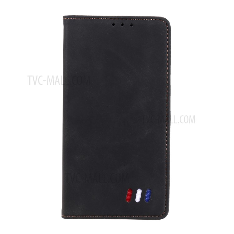 Tri-color Decor Wallet Stand Leather Case Skin-touch Feeling Protective Phone Cover Shell for Samsung Galaxy A32 4G (EU Version) - Black-2