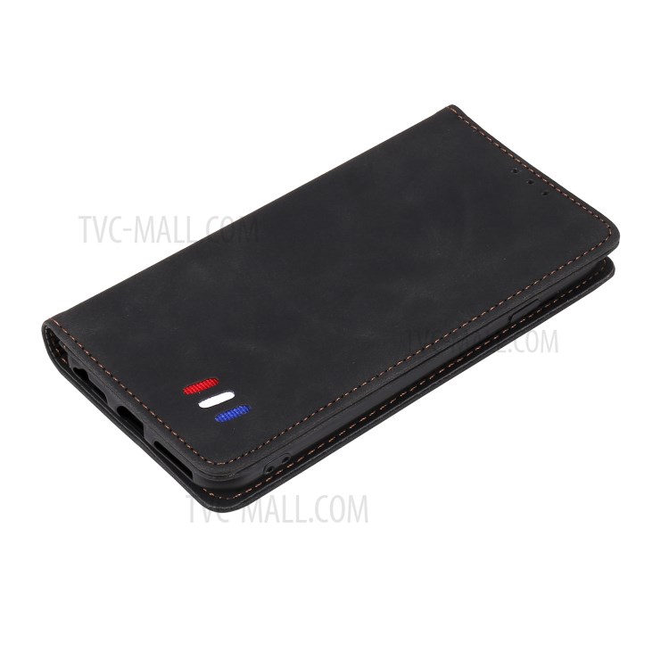 Tri-color Decor Wallet Stand Leather Case Skin-touch Feeling Protective Phone Cover Shell for Samsung Galaxy A32 4G (EU Version) - Black-8