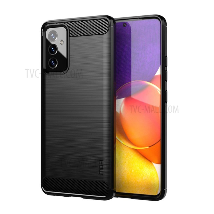 MOFI Brushed Carbon Fiber Design Well-Protected Flexible TPU Cover for Samsung Galaxy A82 5G/Quantum 2 - Black-1