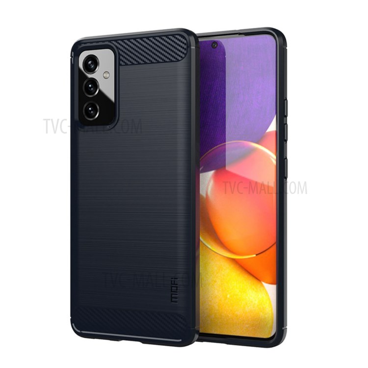 MOFI Brushed Carbon Fiber Design Well-Protected Flexible TPU Cover for Samsung Galaxy A82 5G/Quantum 2 - Blue-1
