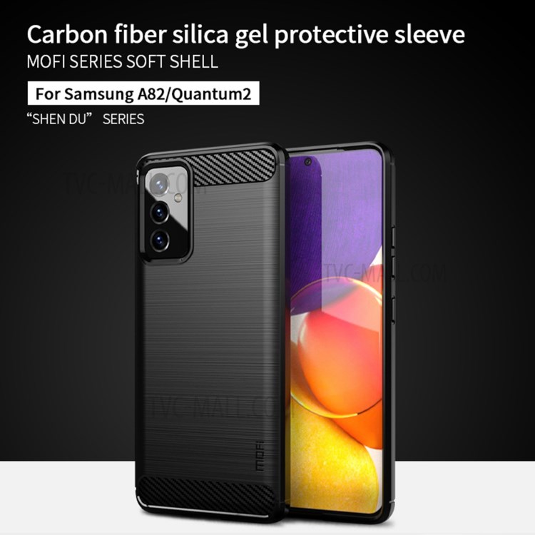 MOFI Brushed Carbon Fiber Design Well-Protected Flexible TPU Cover for Samsung Galaxy A82 5G/Quantum 2 - Blue-9