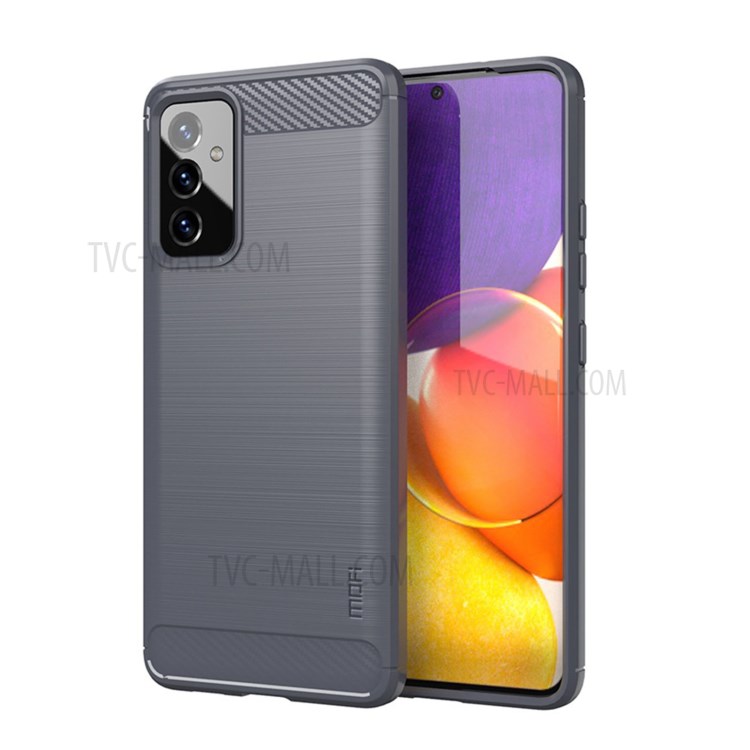 MOFI Brushed Carbon Fiber Design Well-Protected Flexible TPU Cover for Samsung Galaxy A82 5G/Quantum 2 - Grey-1