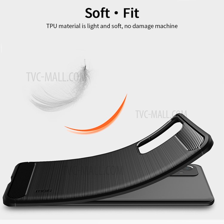 MOFI Brushed Carbon Fiber Design Well-Protected Flexible TPU Cover for Samsung Galaxy A82 5G/Quantum 2 - Grey-2