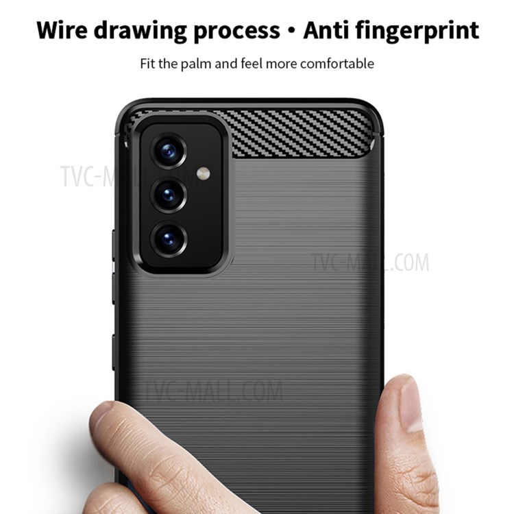 MOFI Brushed Carbon Fiber Design Well-Protected Flexible TPU Cover for Samsung Galaxy A82 5G/Quantum 2 - Grey-6