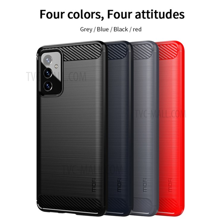 MOFI Brushed Carbon Fiber Design Well-Protected Flexible TPU Cover for Samsung Galaxy A82 5G/Quantum 2 - Grey-7