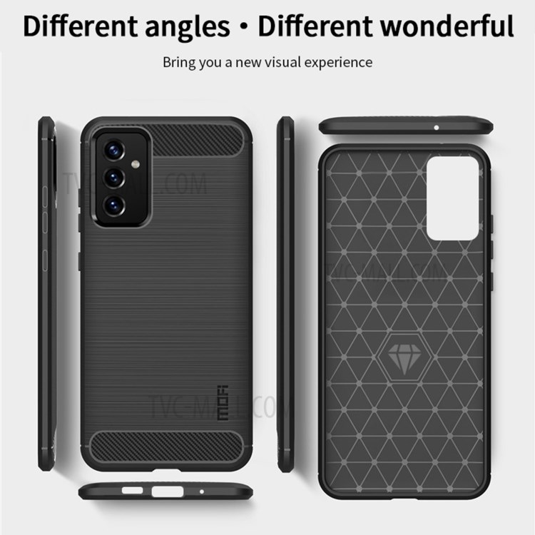 MOFI Brushed Carbon Fiber Design Well-Protected Flexible TPU Cover for Samsung Galaxy A82 5G/Quantum 2 - Grey-8