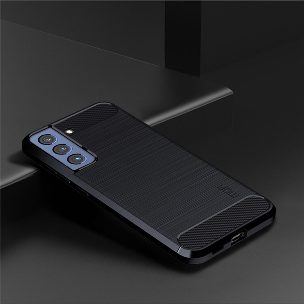 MOFI Well-Protected Brushed Carbon Fiber Design Flexible TPU Cover for Samsung Galaxy S21 FE - Blue-10