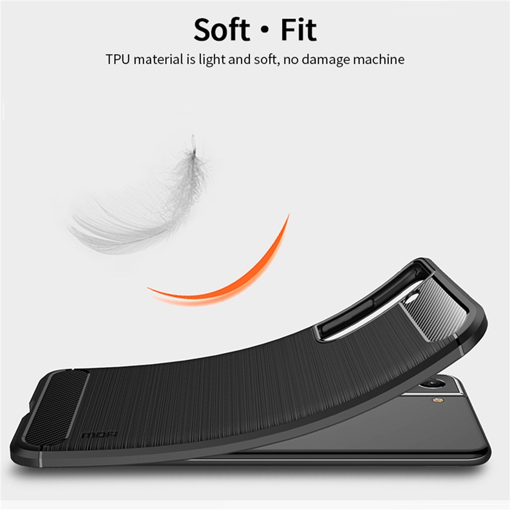 MOFI Well-Protected Brushed Carbon Fiber Design Flexible TPU Cover for Samsung Galaxy S21 FE - Blue-2