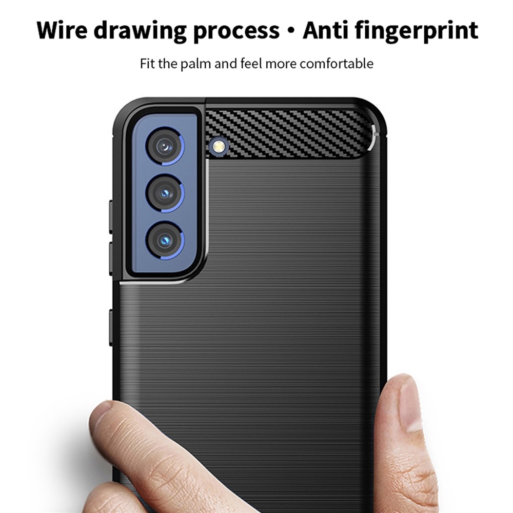 MOFI Well-Protected Brushed Carbon Fiber Design Flexible TPU Cover for Samsung Galaxy S21 FE - Blue-6