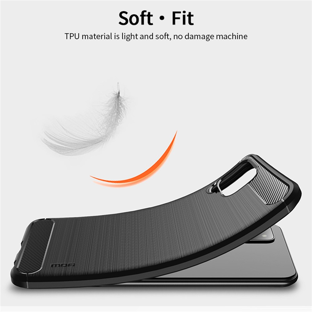 MOFI Well-Protected Brushed Carbon Fiber Design Soft TPU Cover for Samsung Galaxy A22 5G (EU Version) - Blue-3