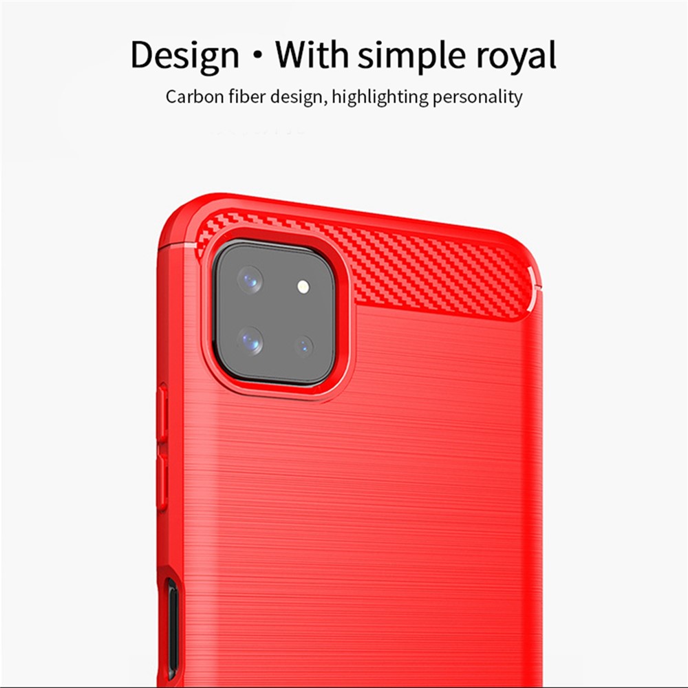 MOFI Well-Protected Brushed Carbon Fiber Design Soft TPU Cover for Samsung Galaxy A22 5G (EU Version) - Blue-4