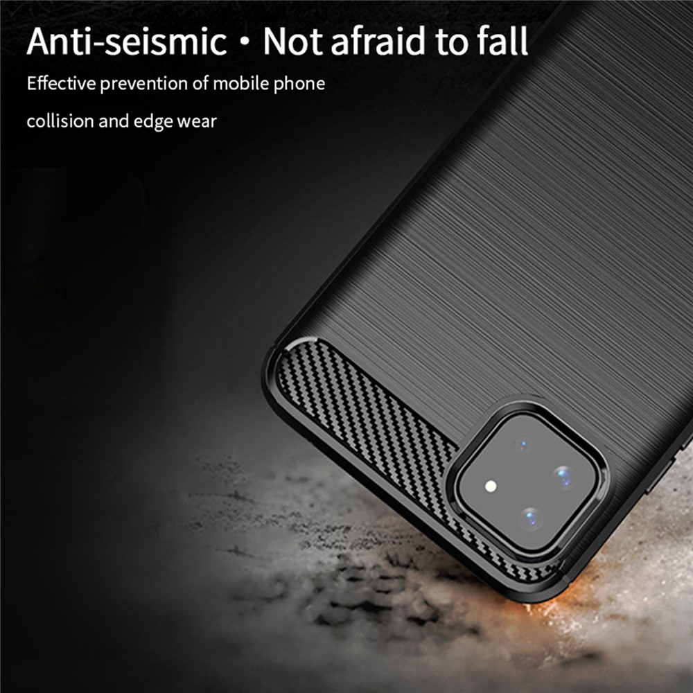 MOFI Well-Protected Brushed Carbon Fiber Design Soft TPU Cover for Samsung Galaxy A22 5G (EU Version) - Blue-5