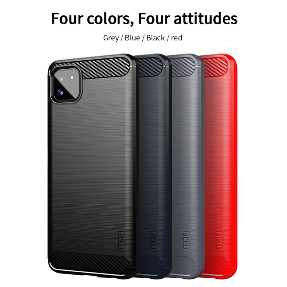 MOFI Well-Protected Brushed Carbon Fiber Design Soft TPU Cover for Samsung Galaxy A22 5G (EU Version) - Blue-8