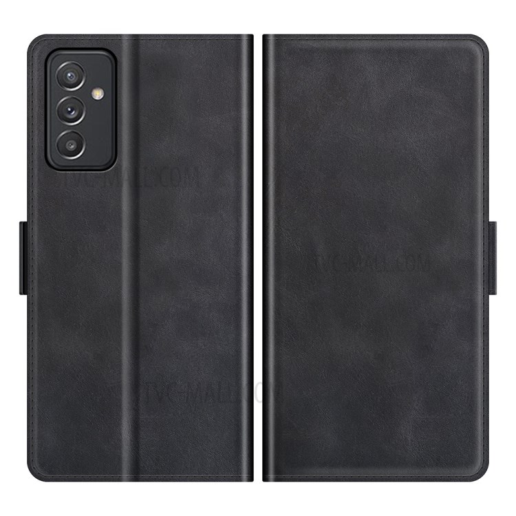 Double Clasp Magnetic Closure Wallet Stand PU Leather Phone Case Shell for Samsung Galaxy Quantum 2 - Black-1