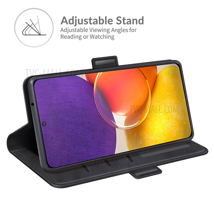 Double Clasp Magnetic Closure Wallet Stand PU Leather Phone Case Shell for Samsung Galaxy Quantum 2 - Black-3