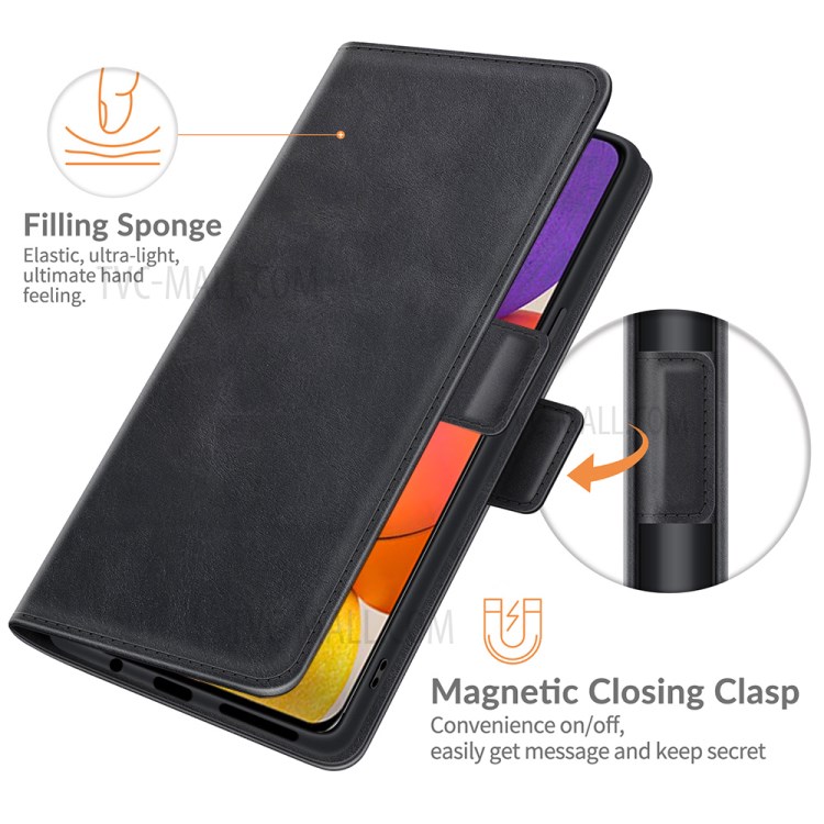 Double Clasp Magnetic Closure Wallet Stand PU Leather Phone Case Shell for Samsung Galaxy Quantum 2 - Black-4