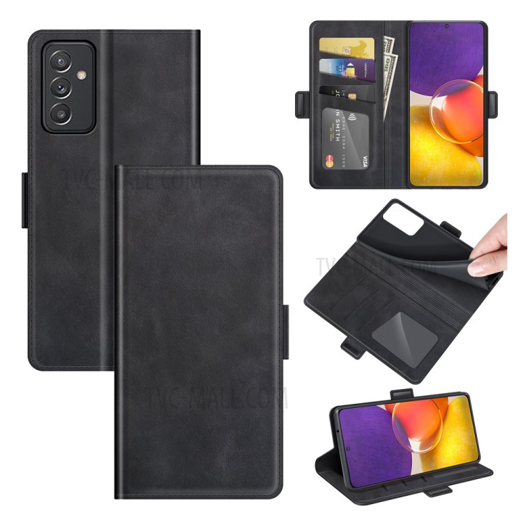 Double Clasp Magnetic Closure Wallet Stand PU Leather Phone Case Shell for Samsung Galaxy Quantum 2 - Black-7