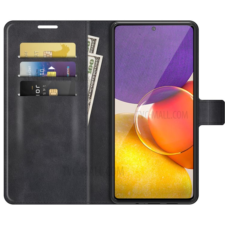 For Samsung Galaxy Quantum 2 Magnetic Square Clasp Leather Wallet Stand Protective Case - Black-2