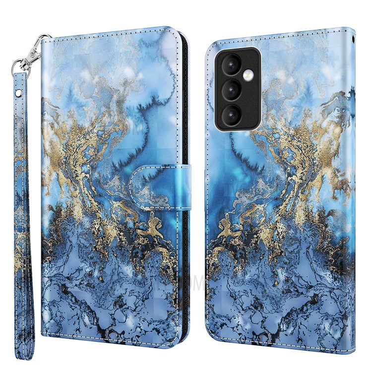 3D Pattern Printing Leather Mobile Phone Shell Stand Case Cover with Strap for Samsung Galaxy A82 5G - Milky Way-1