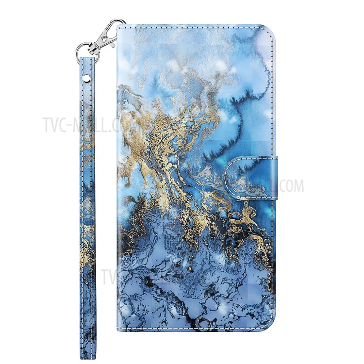 3D Pattern Printing Leather Mobile Phone Shell Stand Case Cover with Strap for Samsung Galaxy A82 5G - Milky Way-7