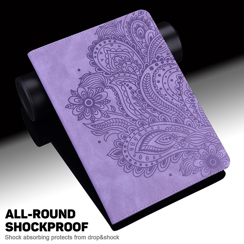 Imprinted Peacock Flower Pattern Leather Tablet Case Cover with Card Holder for Samsung Galaxy Tab A7 Lite 8.7-inch T220/T225 - Purple-5