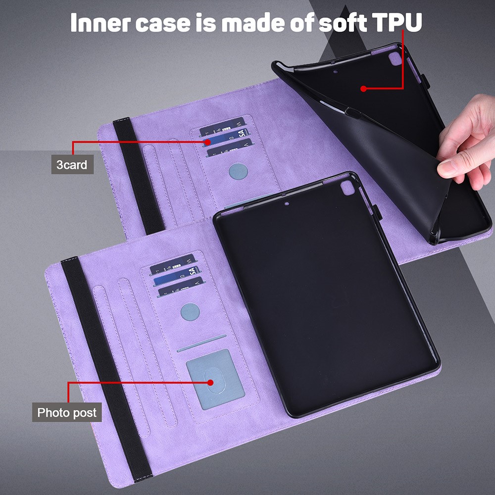 Imprinted Peacock Flower Pattern Leather Tablet Case Cover with Card Holder for Samsung Galaxy Tab A7 Lite 8.7-inch T220/T225 - Purple-8