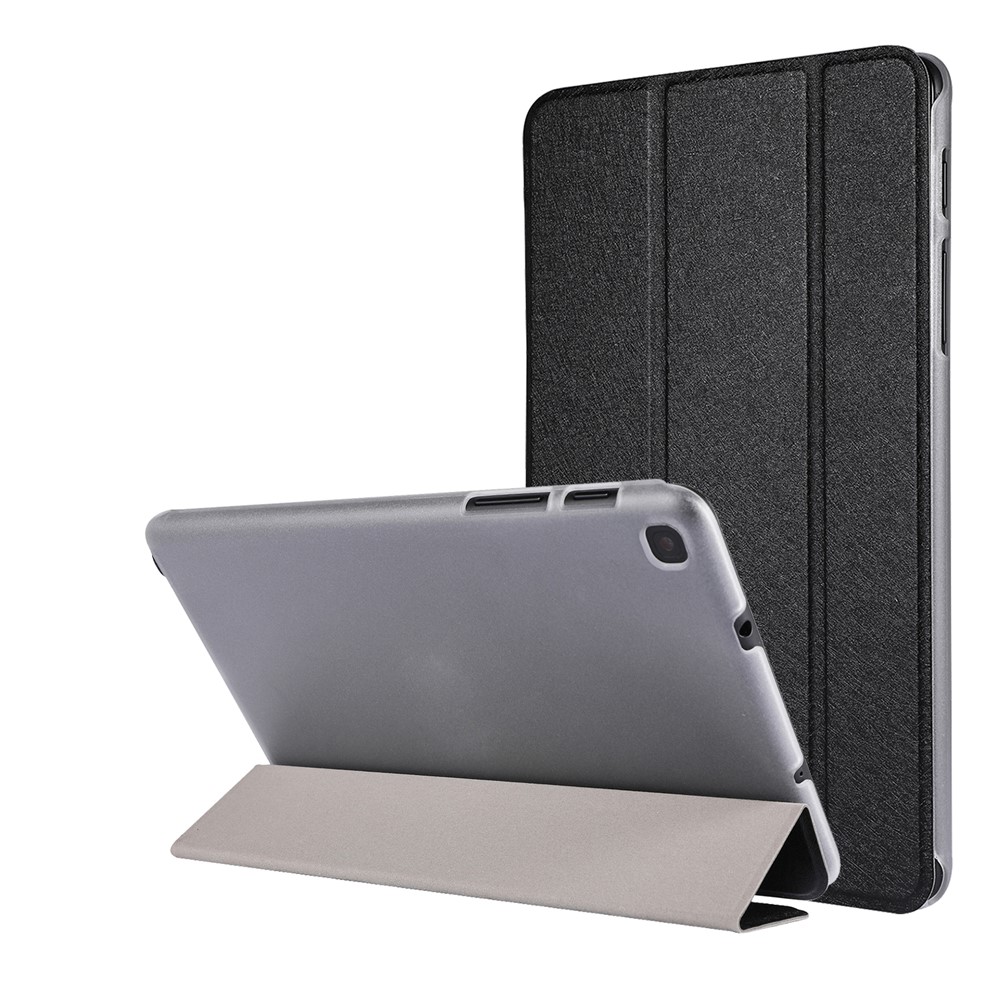 Silk Texture Leather Tablet Tri-fold Stand Case for Samsung Galaxy Tab A7 Lite 8.7-inch - Black-6