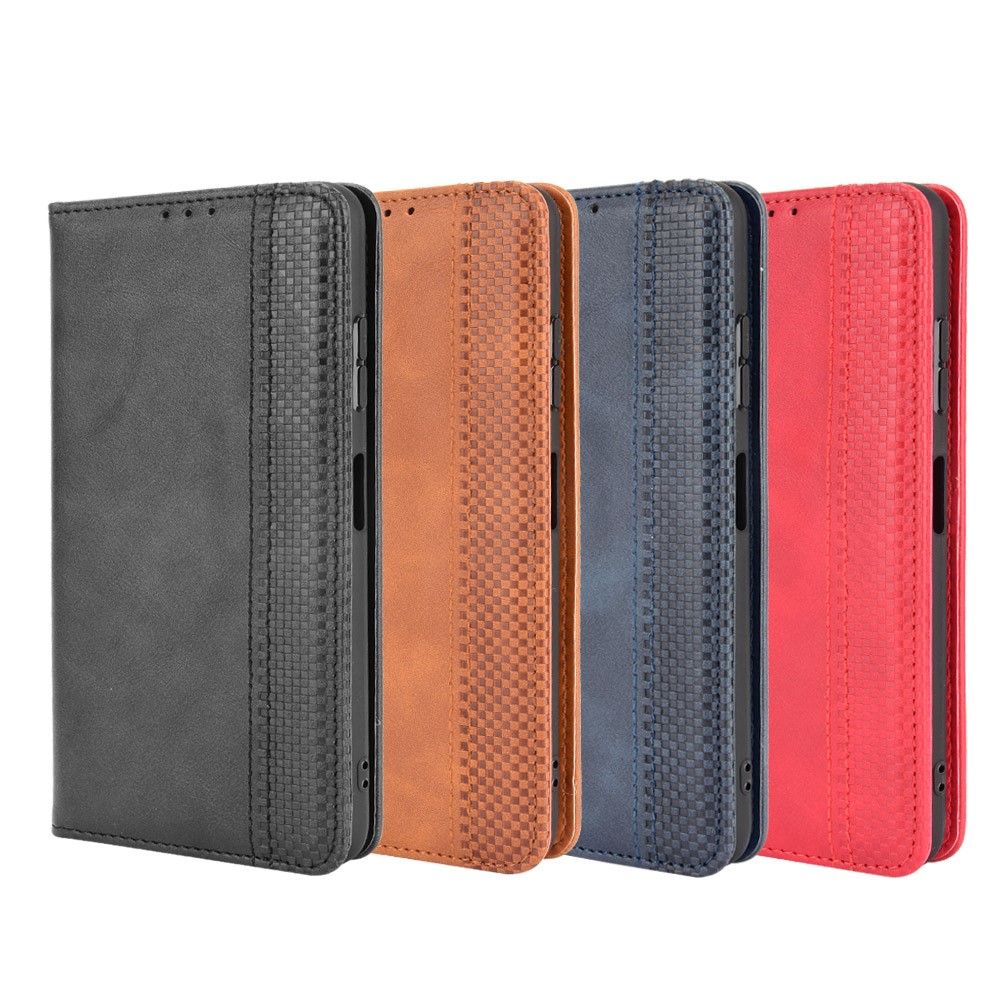 Vintage Style Phone Case Magnetic Closure Leather Cover with Wallet Stand for Samsung Galaxy A22 5G (EU Version) - Black-9