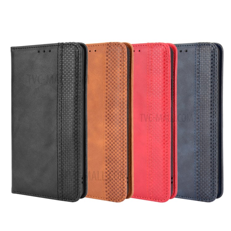 Vintage Style Wallet Phone Case Magnetic Closure Leather Stand Cover for Samsung Galaxy A82 5G/Quantum 2 - Black-8