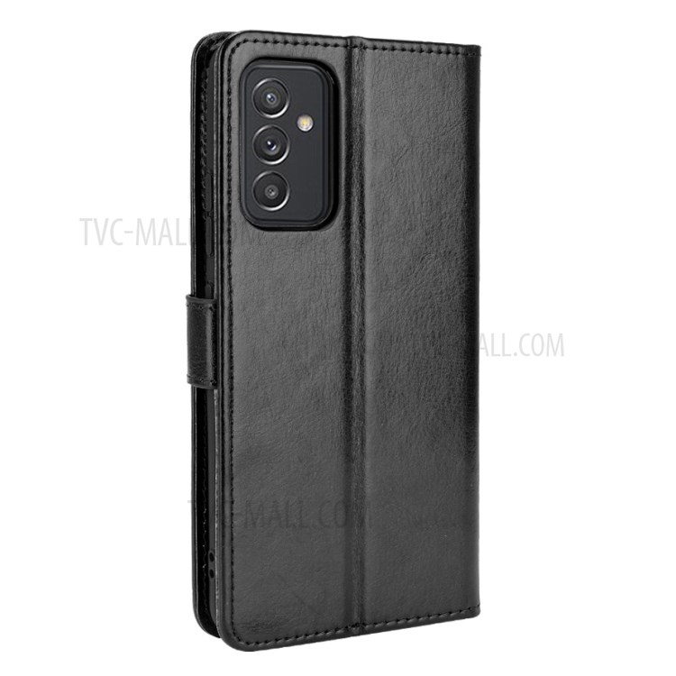 Crazy Horse Skin Leather Wallet Design Shell with Stand and Strap for Samsung Galaxy A82 5G/Quantum 2 - Black-3