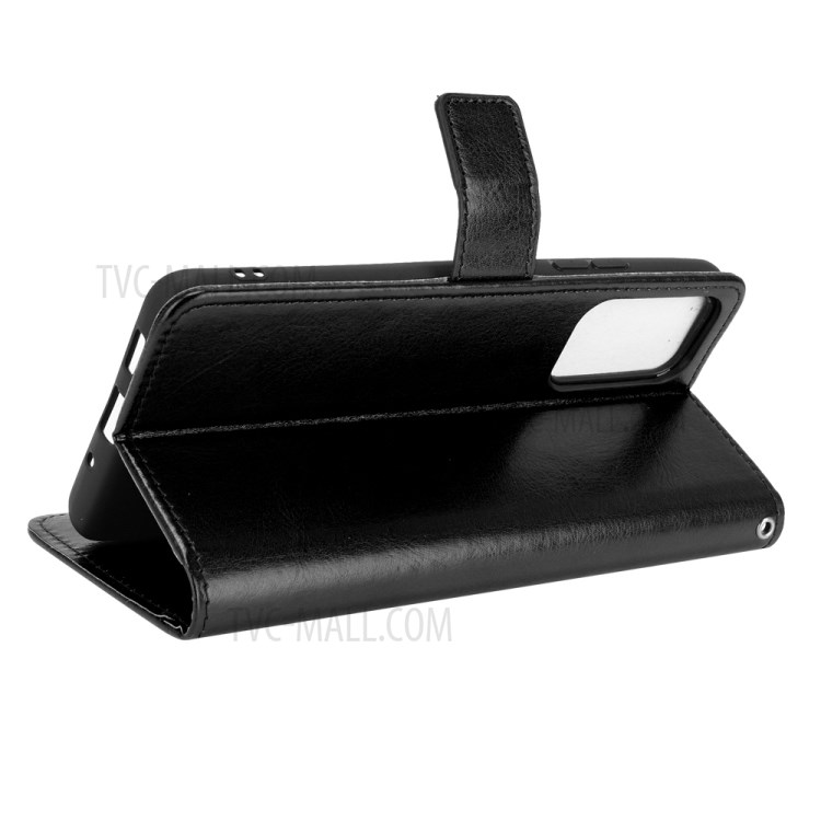 Crazy Horse Skin Leather Wallet Design Shell with Stand and Strap for Samsung Galaxy A82 5G/Quantum 2 - Black-4
