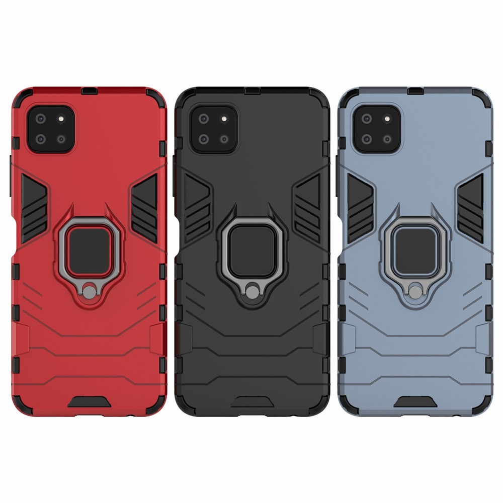 Cool Guard 2-in-1 Ring Holder Kickstand PC TPU Hybrid Case for Samsung Galaxy A22 5G (EU Version) - Black-10