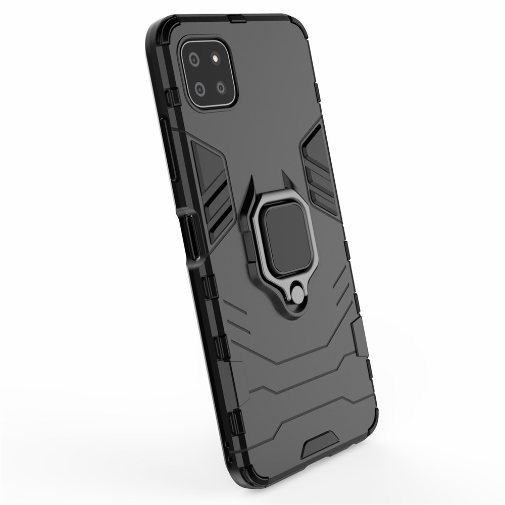 Cool Guard 2-in-1 Ring Holder Kickstand PC TPU Hybrid Case for Samsung Galaxy A22 5G (EU Version) - Black-6
