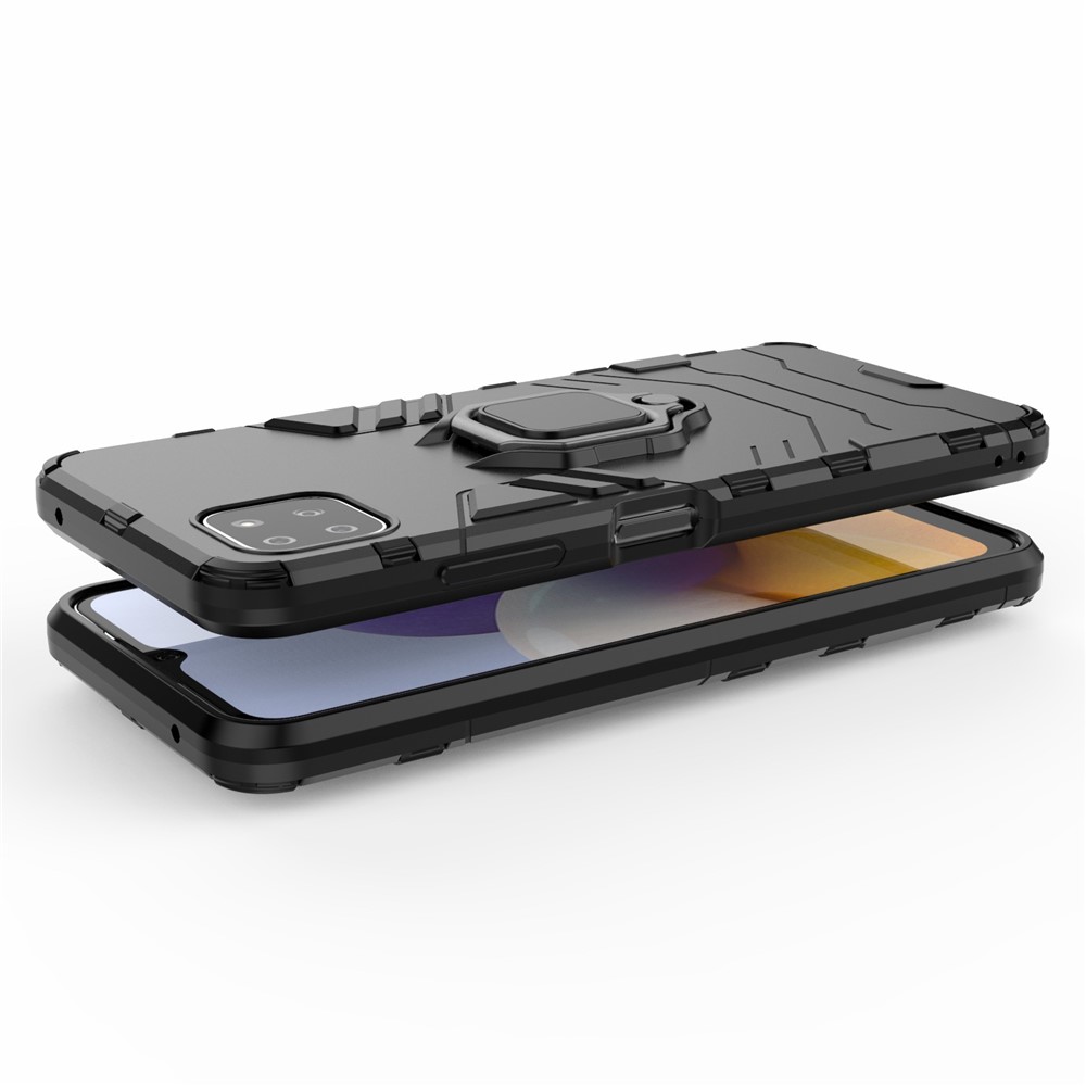 Cool Guard 2-in-1 Ring Holder Kickstand PC TPU Hybrid Case for Samsung Galaxy A22 5G (EU Version) - Black-7