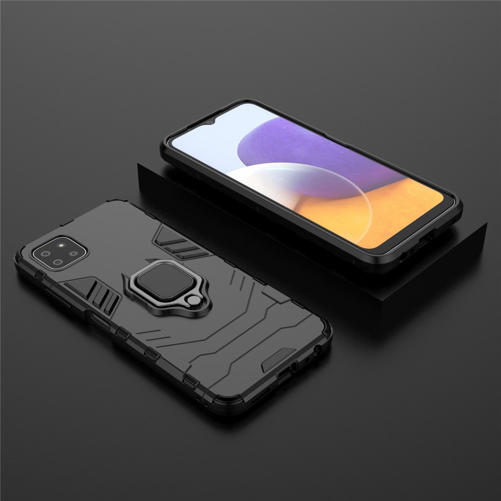 Cool Guard 2-in-1 Ring Holder Kickstand PC TPU Hybrid Case for Samsung Galaxy A22 5G (EU Version) - Black-8