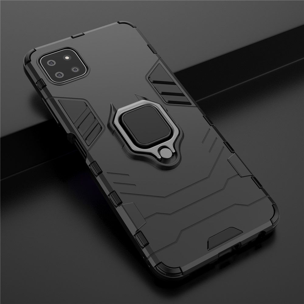 Cool Guard 2-in-1 Ring Holder Kickstand PC TPU Hybrid Case for Samsung Galaxy A22 5G (EU Version) - Black-9