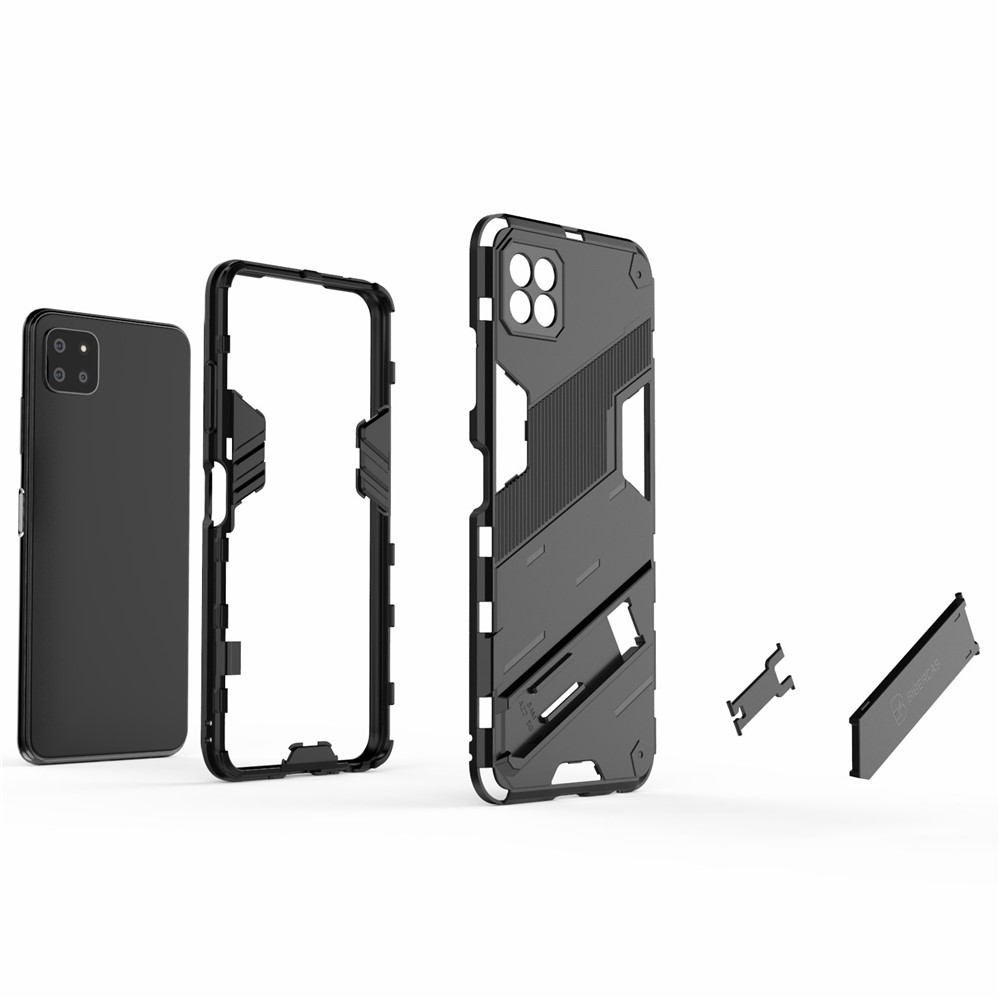 Foldable Kickstand PC + TPU Hybrid Phone Cover Back Case for Samsung Galaxy A22 5G (EU Version) - Black-5