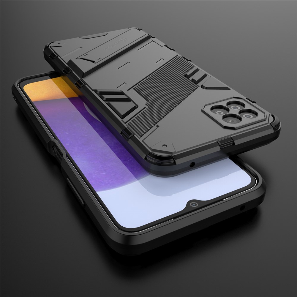 Foldable Kickstand PC + TPU Hybrid Phone Cover Back Case for Samsung Galaxy A22 5G (EU Version) - Black-7