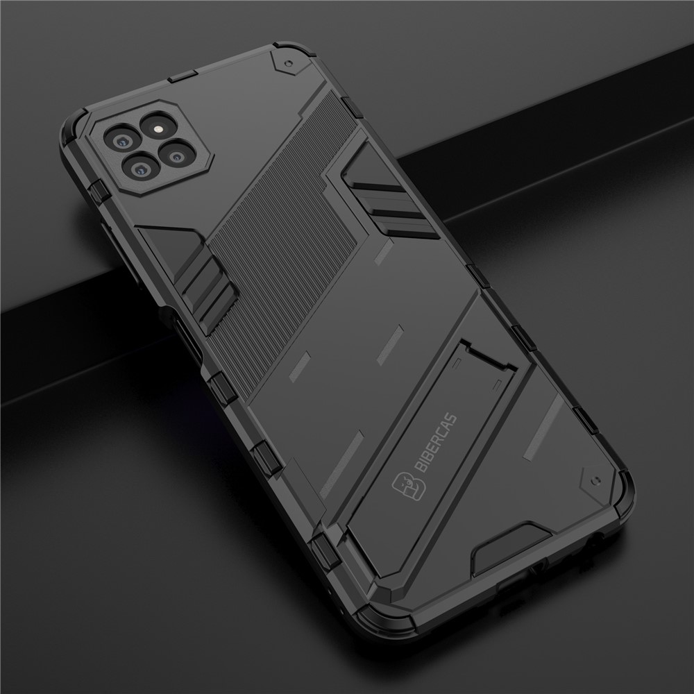 Foldable Kickstand PC + TPU Hybrid Phone Cover Back Case for Samsung Galaxy A22 5G (EU Version) - Black-8