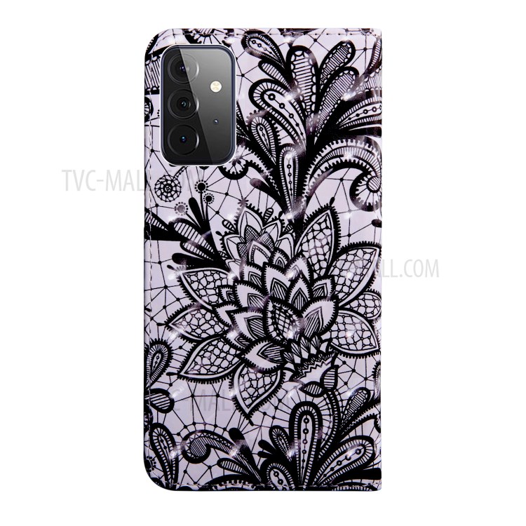 PU Leather 3D Pattern Printing Wallet Stand Design Mobile Phone Cover Case for Samsung Galaxy A82 5G - Lace Flower-3