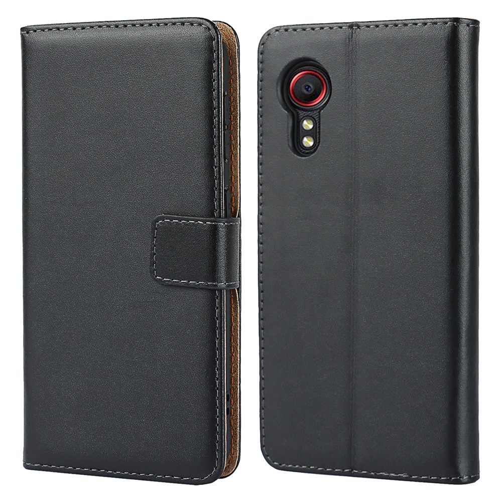 Split Leather Wallet Stand Phone Protector Case Shell for Samsung Galaxy Xcover 5-1