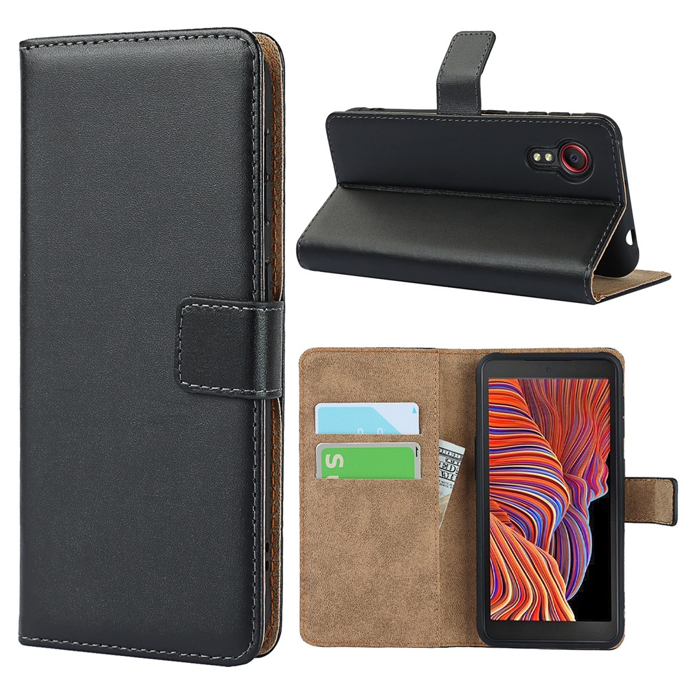 Split Leather Wallet Stand Phone Protector Case Shell for Samsung Galaxy Xcover 5-10